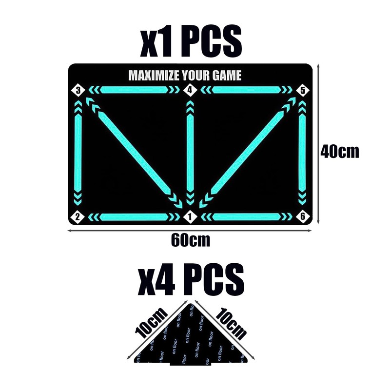 1 Piece Football Training Mat, 4 Pieces Triangular Non-Slip Stickers,