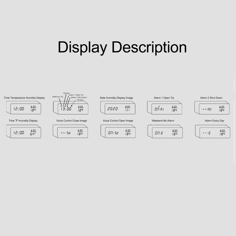 LED Digital Alarm Clock Multipurpose Wooden Clock with Voice Control