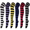 DRESHOW 6 Pairs High Thigh Socks Striped Over Knee Thin