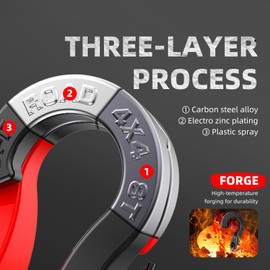 AUTOBOTS D Ring Shackles D Rings Heavy Duty 66138lb Break Strength with 7/8 Pin Tow Hooks for Towing & Off Road Recovery Accessories Black - Red