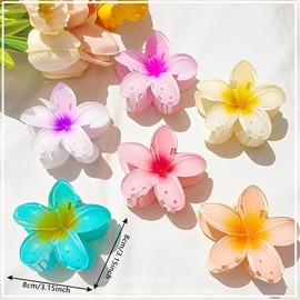 Flower Hair Clips, Pack of 6 Non-Slip Hair Clips, Flower Hawaiian Hair Clip, Flower for Women, Large Flower Hair Clip, Colourful Flowers, Hair Clips, Hibiscus Flowers Clip for Girls, Thick/Thin Hair