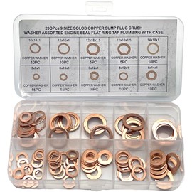 FJmark Copper Rings Crush Washer Flat Washer Sealing Rings Gasket Seals Seals Seals Copper 10 Sizes (Pack of 100)