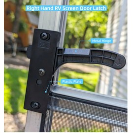 WanDwel Metal RV Screen Door Latch Right Hand Handle Replacement Kit Zinc Alloy Hinge Plastic Striker for Camper, Motorhome, Travel Trailer (Passenger Side)