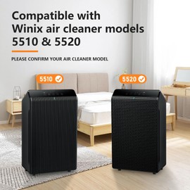 Filter Q Compatible with Winix 5510/5520 Air Purifier, 4-Pack HEPA Only Replacement Filters (No Carbon) - Part# 1712-0123-00