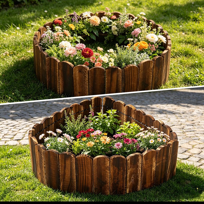 Wood Garden Edging 6 Pack 5.9" H × 47" L