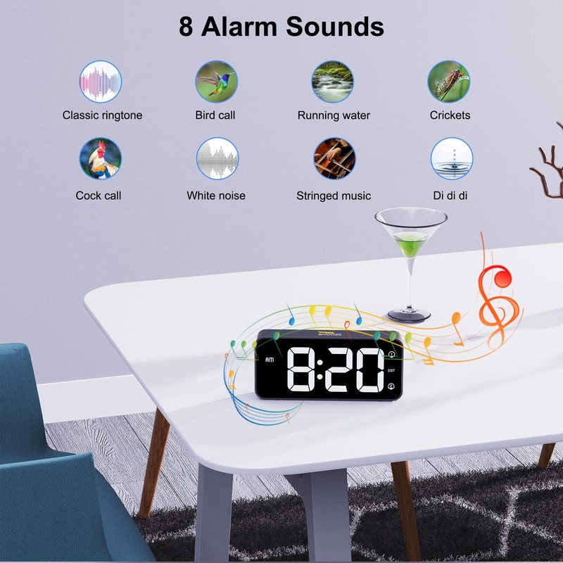 HOMVILLA Alarm Clock, Mains Powered Alarm Clock with Adapter -