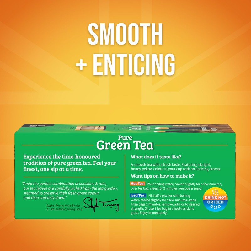 Twinings Pure Green Tea Individually Wrapped Bags, 100 Count (Pack