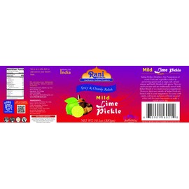 Rani Lime Pickle Mild (Achar, Spicy Indian Relish) 10.5oz (300g) ~ Glass Jar, All Natural | Vegan | Gluten Free | NON-GMO | No Colors | Popular Indian Condiment, Indian Origin