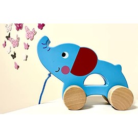 RB&G Pull-along toy from 1 year old | cute wooden pull along animal | baby toy wooden elephant for pulling | pull animals wood from 1 year | wooden toy pull elephant