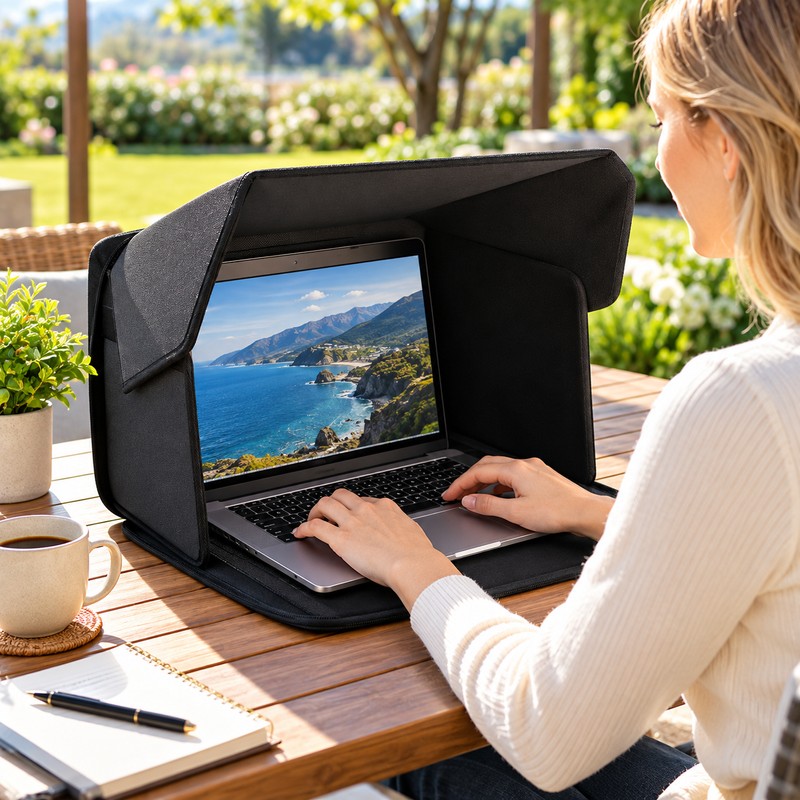 Foldable Laptop Sun Shade for Outdoor Work – Portable Privacy