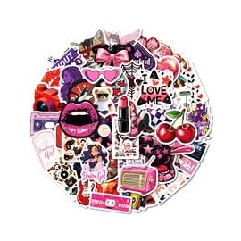 50 Pcs Hot Red Lips Stickers for Laptop Water Bottles,Bicycle,Skateboard,Computer,Lips Nordic Style Stickers Waterproof Vinyl for Wall,Graffiti Stickers for Girls Boys Children Teens