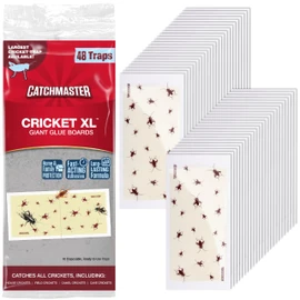Catchmaster Cricket XL Giant Glue Boards 48Pk, Cricket Traps Indoor with Adhesive Attractant Design, Bug Catcher Traps for Inside Your Home, Insect Killer for House & Garage, Pest Control for Home