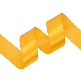 Yellow Satin Ribbon 1 inch X Continuous 100 Yards, Single Face Polyester Ribbon Perfect for Gift Wrapping, Flower Bouquet, Wedding Decor, Crafts, Bow Making, Sewing and More