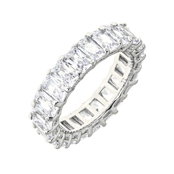 Maya J Eternity Ring - Emerald-Cut, with Artisan Fashioned Gemstones,