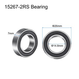 sourcing map 4pcs 15267-2RS Deep Groove Ball Bearings 15x26x7mm Chrome Steel Bearing Double Rubber Shielded Precision Bearings, P6 (ABEC 3)