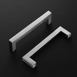 Ravinte Pack of 5 Cabinet Handles, 128 mm, Furniture Handles, Silver Handles for Kitchen Cabinets, Cabinet Handles, Square Handles, Furniture Rustproof Stainless Steel Door Handles for Kitchen Handles