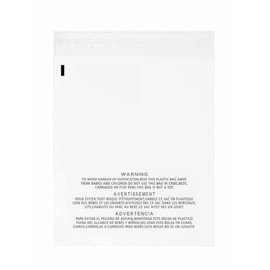 POLYSELLS 100 Count 11x14” Clear Poly Bags with Suffocation Warning Self-Sealing Plastic Bags for Shipping, Retail Packaging, T-Shirts & Clothing - Permanent Adhesive