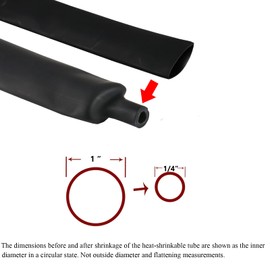 4:1 Heat Shrink Tubing Adhesive Waterproof Glue Insulated Dual Wall Black Heat Shrinkable Tube Sleeve (1"- 15 Feet)
