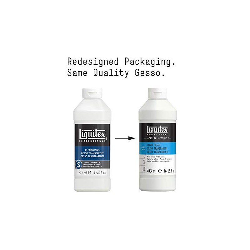 Liquitex Professional Gesso Surface Prep Medium, 473ml (16-oz), Clear