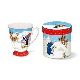 Trötsch Verlag Der kleine Maulwurf Sammeltasse Winter: Kaffeetasse, 300 ml, Porzellan, weiß oder hellblau, Schmucktasse, Tasse