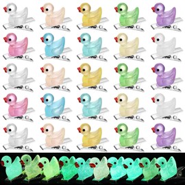 Velvoria 30 Pieces Mini Hair Clips with Duck Motif, Bright Duck Hair Pin for Girls, Rave Hair Clips, Music Festival, Holiday, Party Accessories, Random Colour