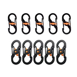 Safety Carabiners, Set of 10, Stylish and Compact S Shape Key Holder for Organizing Camping Gear and Travel Luggage