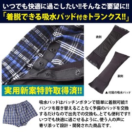 Replacement Pad Type Incontinence Pants, Urine Leak Pants, Trunk Pants, Men's, 1 Piece, Absorption Amount, 5.9 fl oz (150 cc), Front Opening Included (Blue, M)