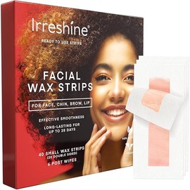 Facial Wax Strips for Hair Removal: Women Face Upper Lip Eyebrow Chin Waxing Hair Remover Kit - Natural & Vegan Ready to Use At Home & Travel - Sensitive Skin Friendly, 40 Ct with 6 Wipes