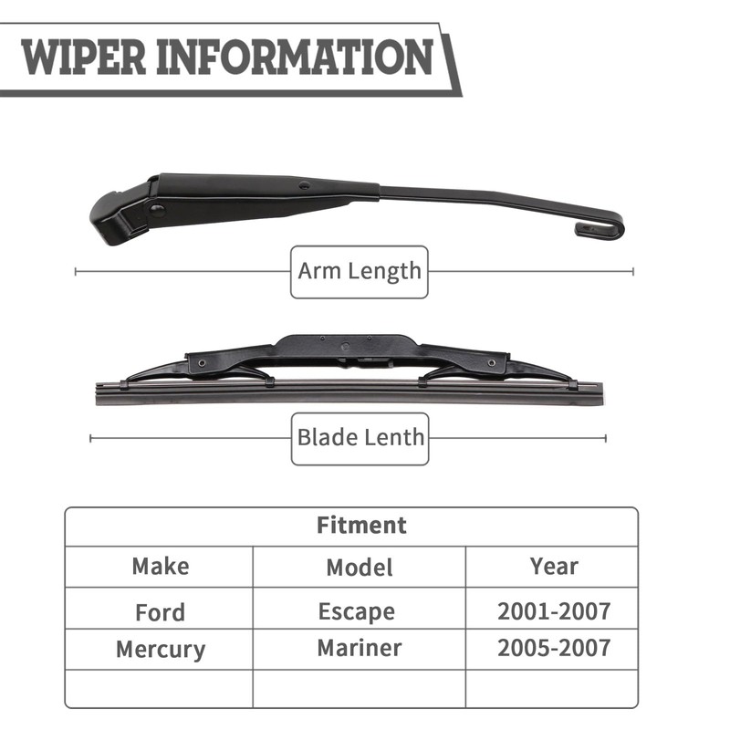 HODEE Splined Application Rear Wiper Arm Blade Set Replacement for