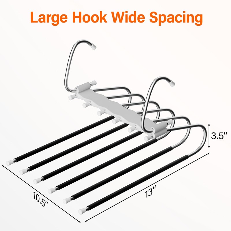 Upgraded Collapsible Pants Hangers Space Saving, 6 Layers Clothes Rack,