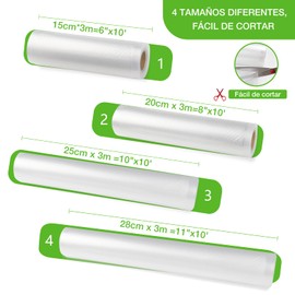 Vacuum Bags Food Packaging Roll 6 Rolls (15 + 20 x 2 + 25 x 2 + 28 x 300 cm, for Sous Vide Kitchen, Food Preservation (6 Rolls (15 + 20 x 2 x 2 + 25 x 2 + 28) x 3000 cm