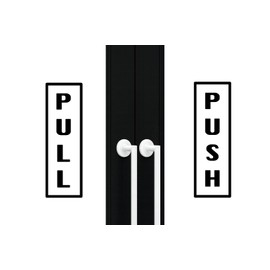ZLKAPT Vertical Pull and Push Door Sign Vinyl Decals - 2x6.5 Inch Each -Waterproof Shop Frontdoor Decal Sticker, Easy to Apply Store Glass Door Decal (Black)