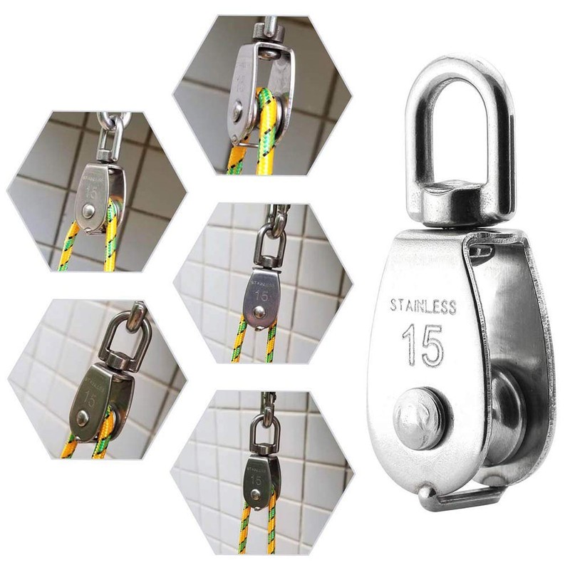 Alioay M15 Pulley, Rope Pulley, Swivel, Stainless Steel Pulley, Load