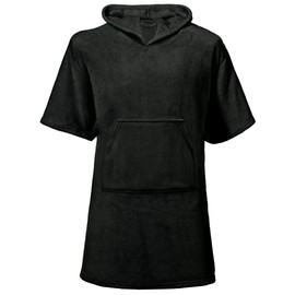CelinaTex Happyfun Microfibre Poncho, Bath Poncho, Surf Poncho, Hooded Robe, Short, Medium and Long Sizes Available - Black