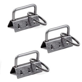 SPEEDWOX 25 Pcs Key Fob Hardware with Split Ring Webbing Antique Silver 1.25 Inch