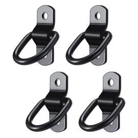 4 PCS Iron Galvanized D-Ring Pull Ring Hasp, D-Ring Fastening Buckle Triangular Hook, Multi-Functional Application for Trucks, Pickups, Kayaks, Campers, Vans (Black)