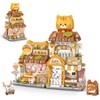 Street View Cute Cat Shop Mini Building Blocks, MOC Creative
