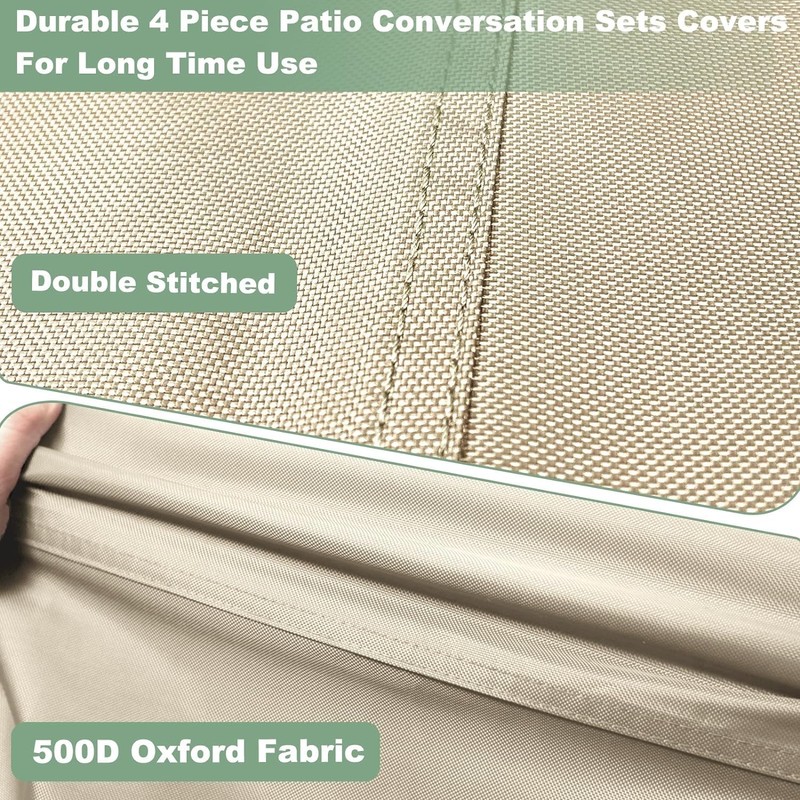 Gasadar Patio Furniture Cover 4 Piece Set, Beige & Brown