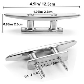 KAHACIYO Boat Cleat, Dock Cleat 5 inch, Open Base Boat Cleat 316 Stainless Marine Grade Steel, Highly Polished (4 PCS)