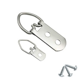 EesTeck 70 Pack D-Ring Steel Picture Hangers Heavy Duty with Screws Picture Frames Double Holes Clasp Picture Hang Solutions, for Hanging Clock Paintings Artwork Picture Frame Hook Photos Mirrors