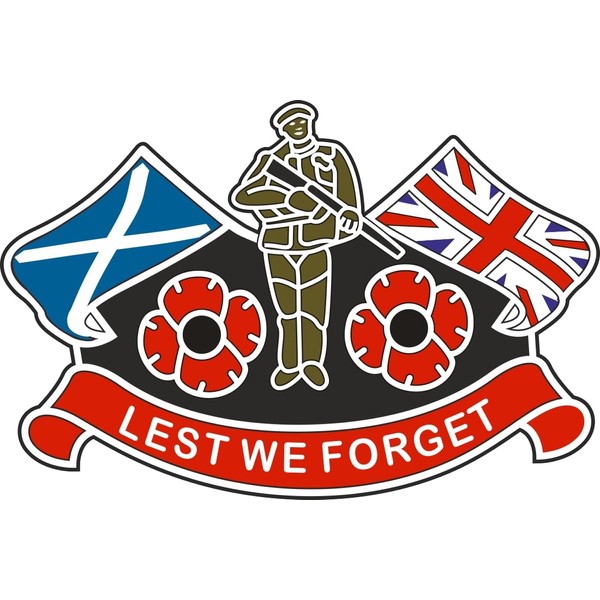 Poppy Day Car Window Sticker with Poppy Scotland Flag Union
