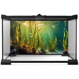 Aquarium Background Underwater Beautiful Coral Reef with Seaweed Bubbles Terrarium Backdrop Aquatic Plants Sunlight Rays Fish Tank Background Tank Aquarium Wallpaper Poster Decor Vinyl 48x18in