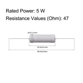 sourcing map Pack of 30 Metal Oxide Film Resistor 5 Watt Axial Cable 47 Ohm ± 5% Tolerance
