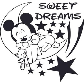 Sleeping Mouse Good Night Sleep Evening Slumber Night Time Dreams Drowsy Wall Art Sticker Designs Vinyl Stickers for Home House Cartoon Walls Rooms Window Bedroom Decoration Size (12x12 inch)