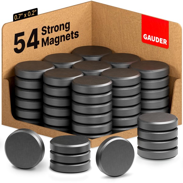 GAUDER Black Magnets for Crafts | Ceramic Industrial Magnets Strong | Ferrite Magnets for Fridges, Whiteboards and Notice Boards (54 pcs)