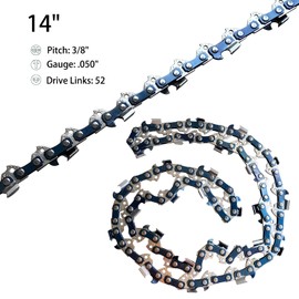 Opuladuo 2PC 14 Inch Chainsaw Chain for WORX WG305.1 WG305, 14" Replacement Chain for Sun Joe SWJ599E SWJ699E - 3/8" - .050" - 52 DL