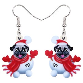 NEWEI Cute Christmas Dog Earrings Dangle Jewellery for Girls Women Gifts Charms, Acrylic, No Gemstone