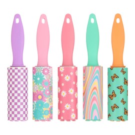 Expressions 5pc Mini Lint Rollers Value Pack - Colorful Compact Mini Lint Roller for Travel, Household Essentials Pet Hair Removal Tool & Lint Removers for Clothing (Retro)