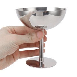 Ice Cream Sundae, 304 Stainless Steel Metal Ice Cream Sundae, Food Safe, Dishwasher Safe, Sturdy Champagne Goblet for Party, Family, Bar, Cafe, 9.9 x 10.9 x 6.9 cm, silver