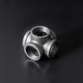 3/4" 5-Way Side Outlet Tee, Home TZH 10-Pack 5-Way Corner Gray Malleable Cast Iron Pipe Fitting for Industrial Pipe, Furniture and DIY Decoration (10, 3/4")